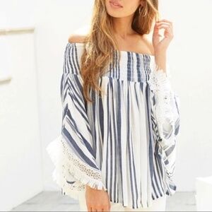 Mud Pie || “Kristin" Chambray Stripe Top; S/M